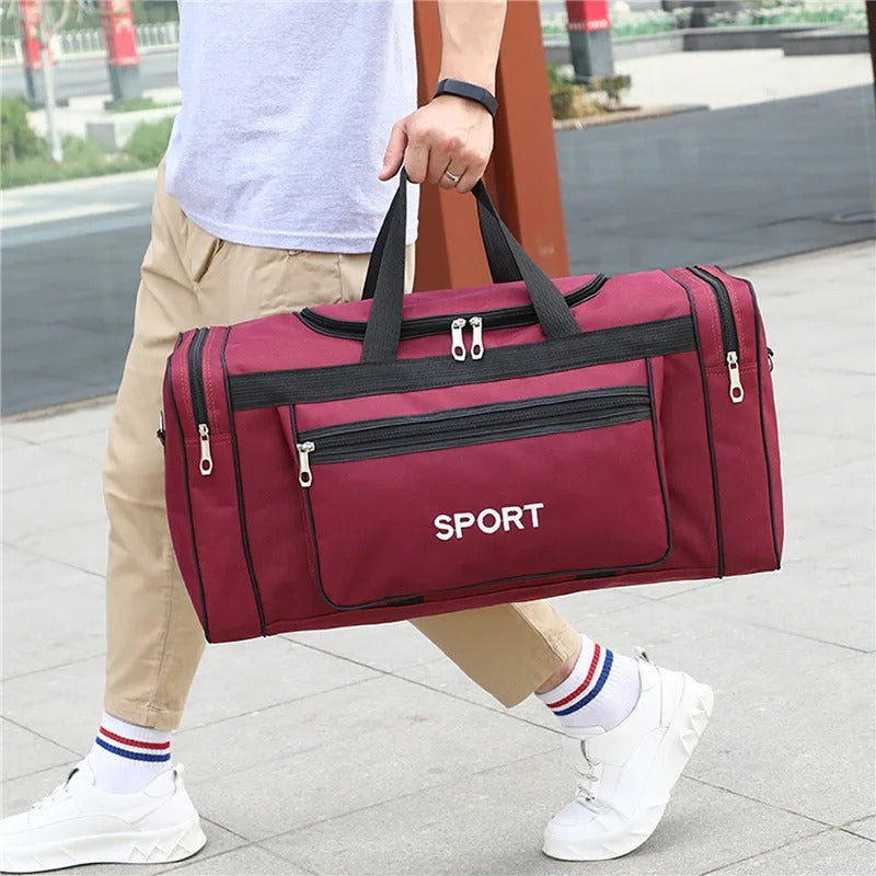 Travel Duffel Nylon Bag for Men and Women (Red)
