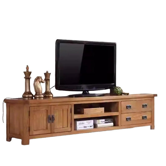 Solid Wood TV Cabinet with Modern Red Oak Design
