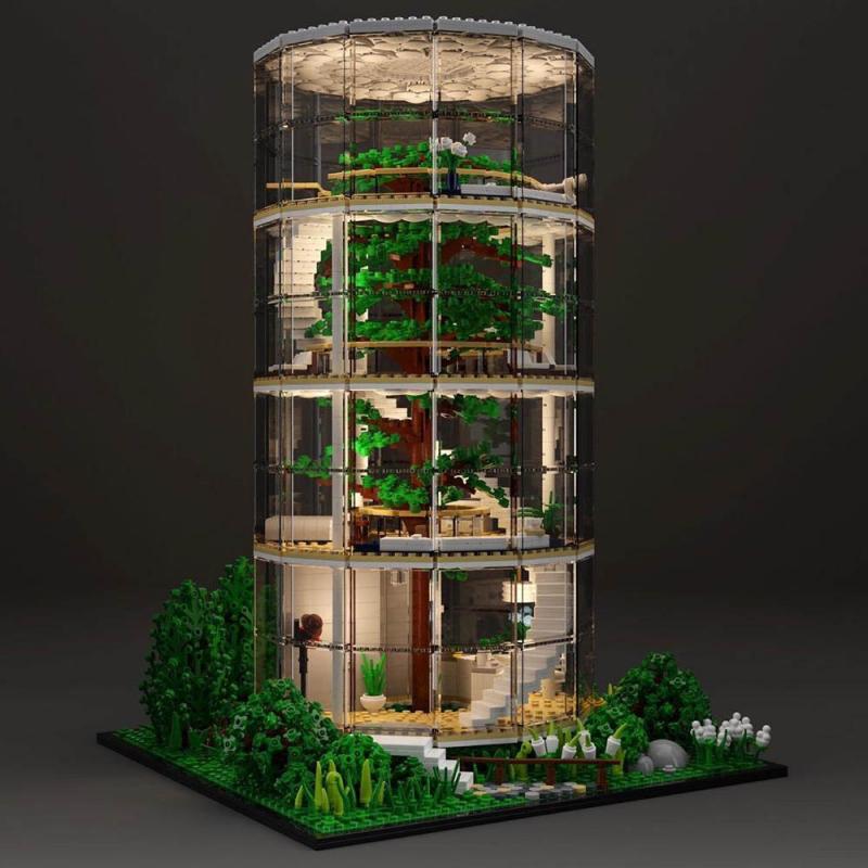 Glass Tree House Modular Building Blocks Glass House Moc Bricks Tree House Toys Bricks