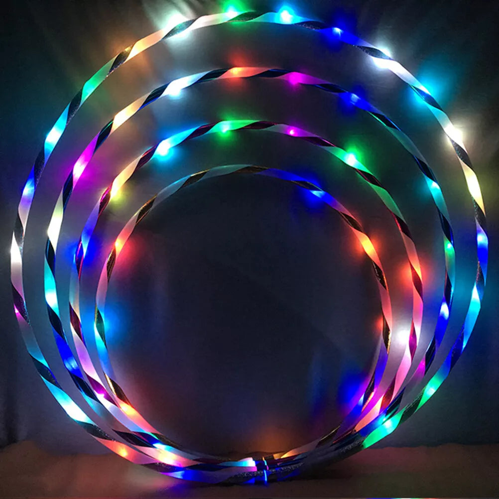 LED Light-Up Fitness Hoop, Color Changing & Detachable - 24 LEDs, 90cm
