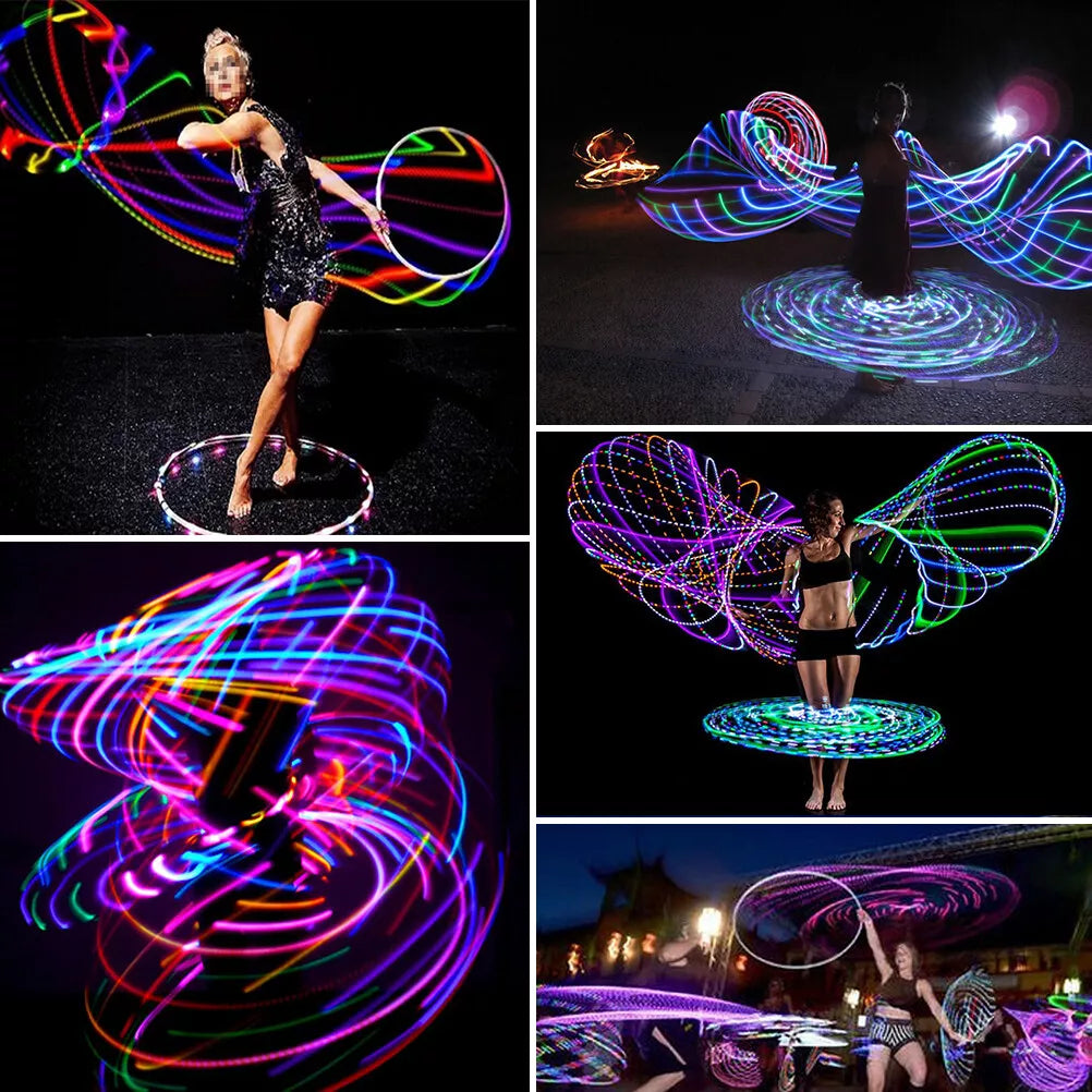 LED Light-Up Fitness Hoop, Color Changing & Detachable - 24 LEDs, 90cm