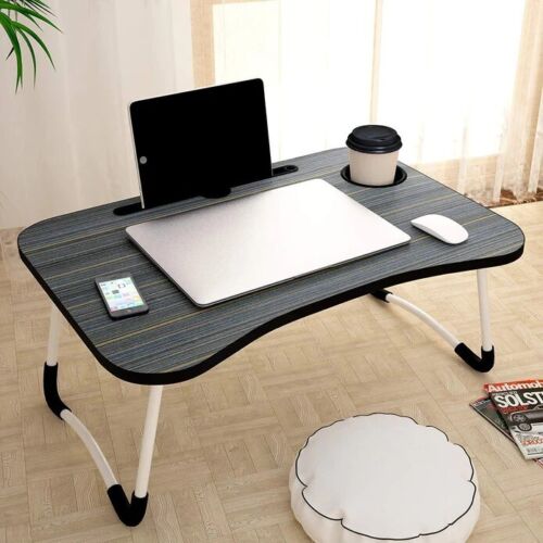 Portable Folding Laptop Bed Tray Table Lap Desk Notebook Breakfast Cup Slot