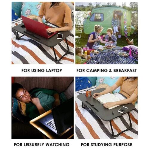 Portable Folding Laptop Bed Tray Table Lap Desk Notebook Breakfast Cup Slot