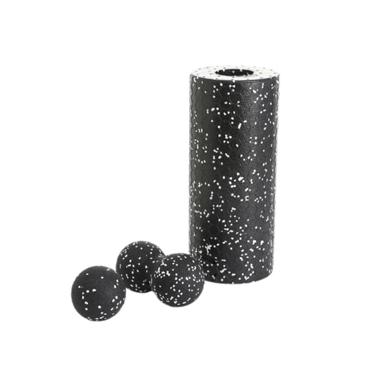 Hollow Yoga Roller Massage Peanut Ball Set (Black)