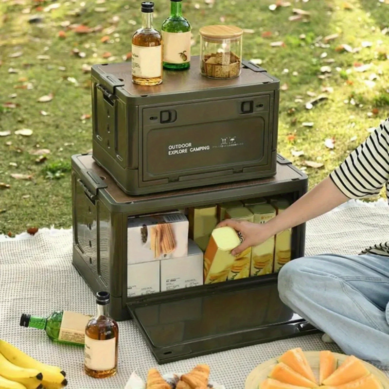 Folding Storage Box with Waterproof Wooden Lid