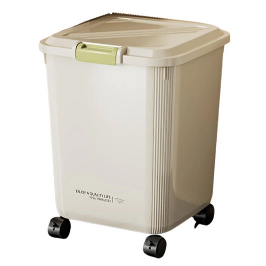 Rolling Grain Storage Container with Measuring Cup