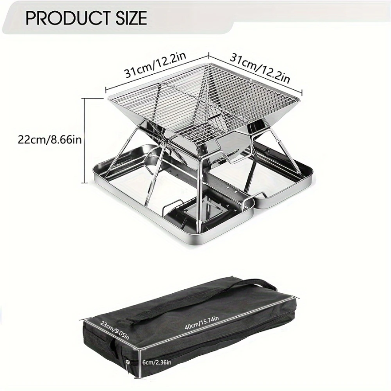 Stainless Steel Folding BBQ Grill Outdoor Cooking