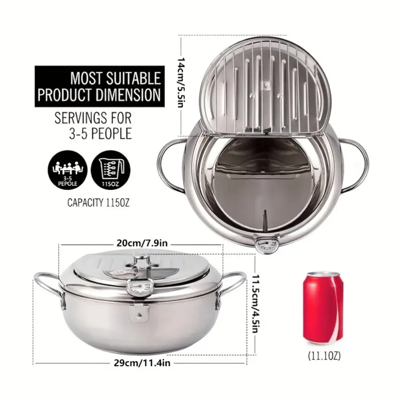 Tempura Fryer Pan with Thermometer