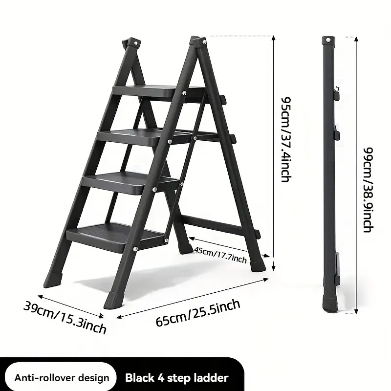 Metal Step Ladder with 4-Step Storage Rack