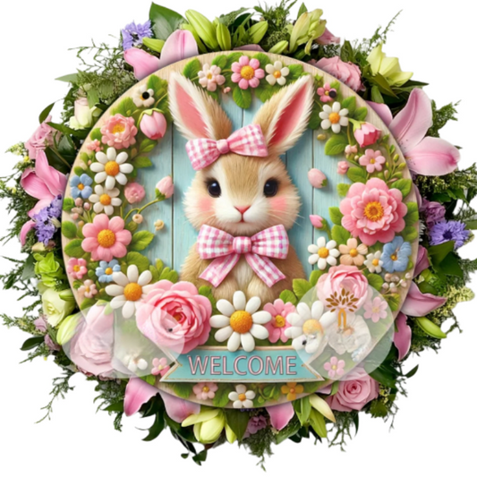 Easter Bunny Wooden Welcome Sign Spring Decor