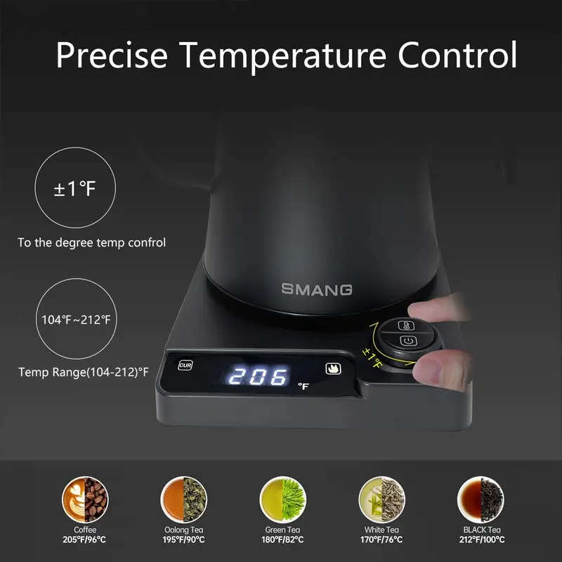 Electric Kettle Gooseneck Adjustable Temp (1200W)