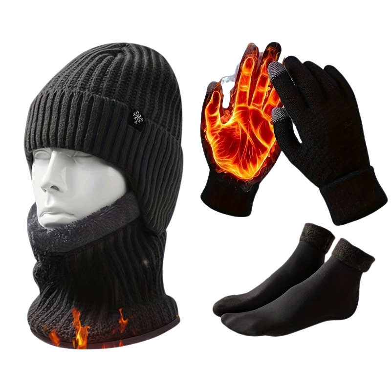 Winter Warm Knit Set for Men (4-Piece)