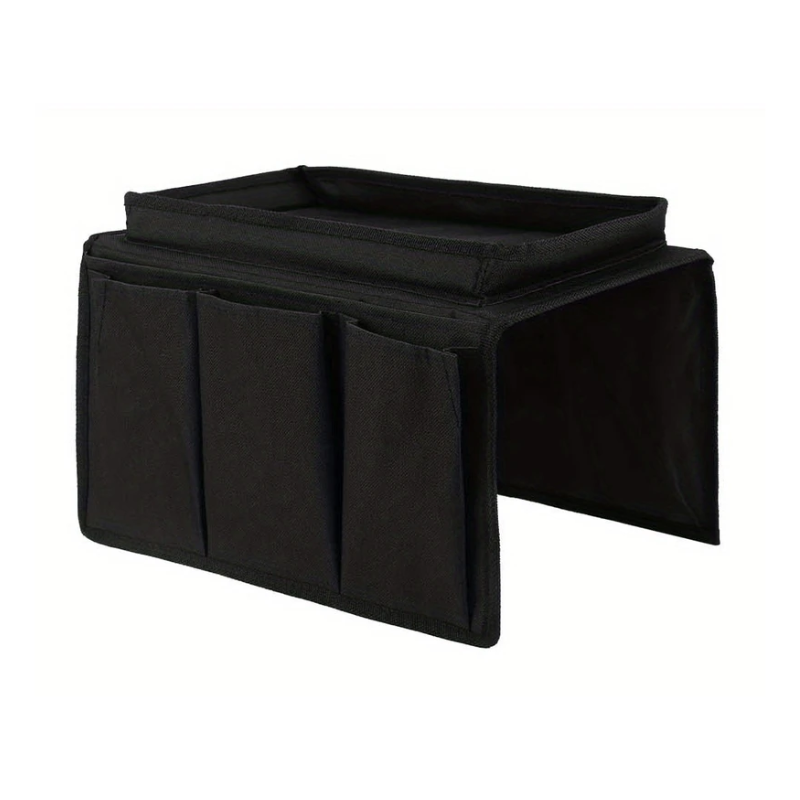 Sofa Armrest Organizer with Tray & Storage Pockets