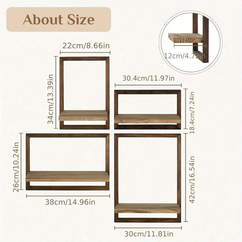 Wooden Wall Shelf Set Display Boxes