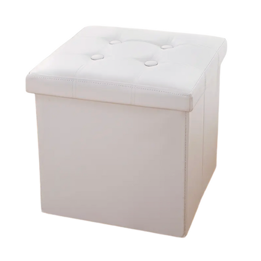 Leather Storage Stool with Button