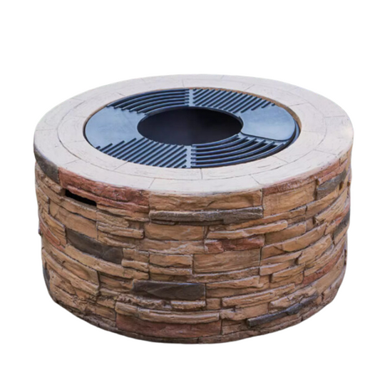 Outdoor Stone Charcoal Barbecue Grill with Hot Pot