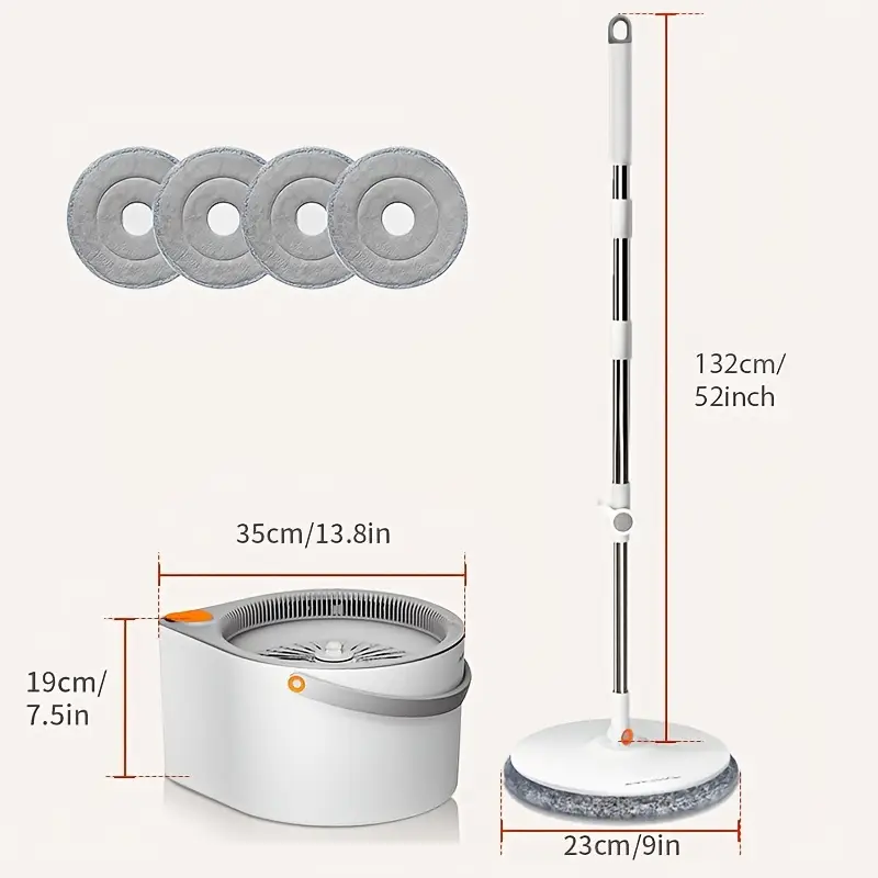 Spin Mop with Bucket & 4 Reusable Pads