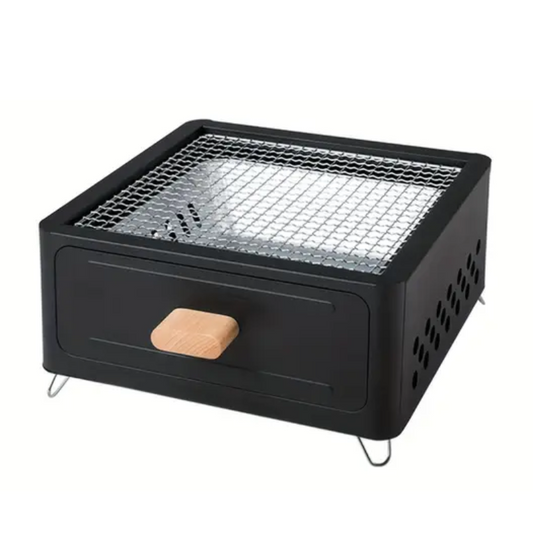 Outdoor Charcoal Grill with Wooden Stand
