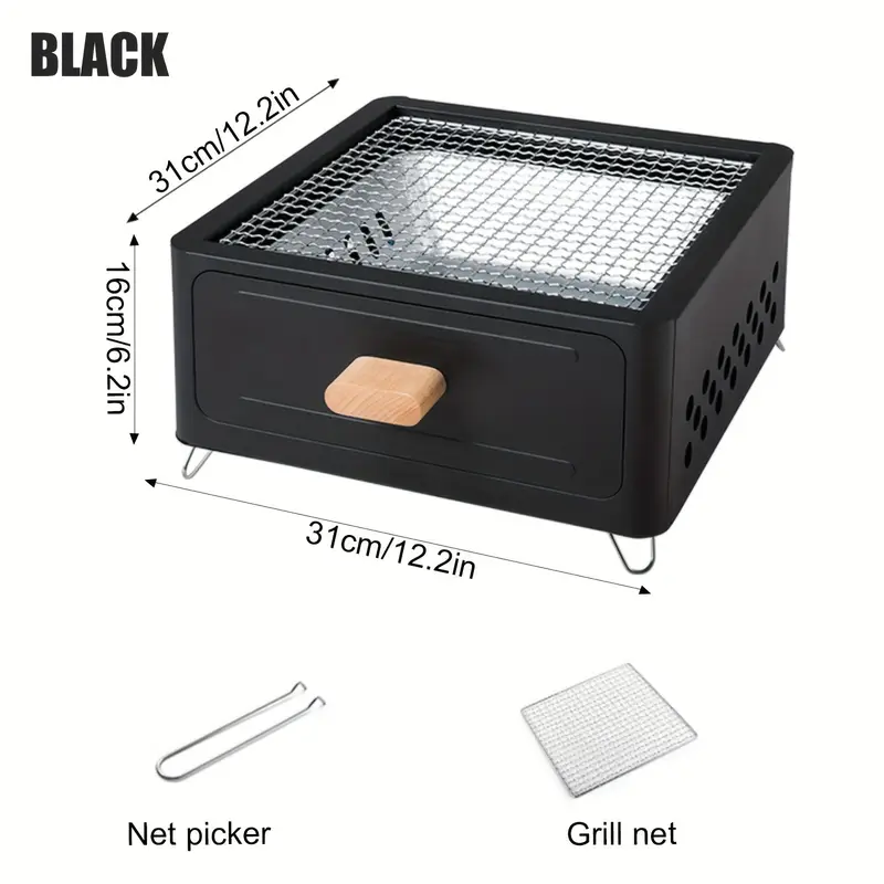 Outdoor Charcoal Grill with Wooden Stand
