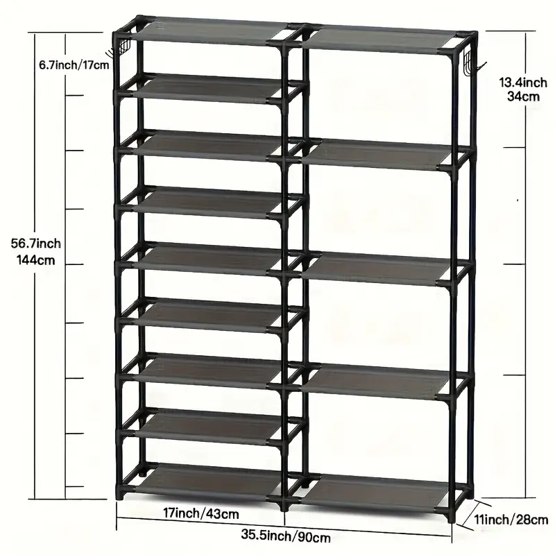 Shoe Rack with Boot Hooks Capacity (9-Tier)