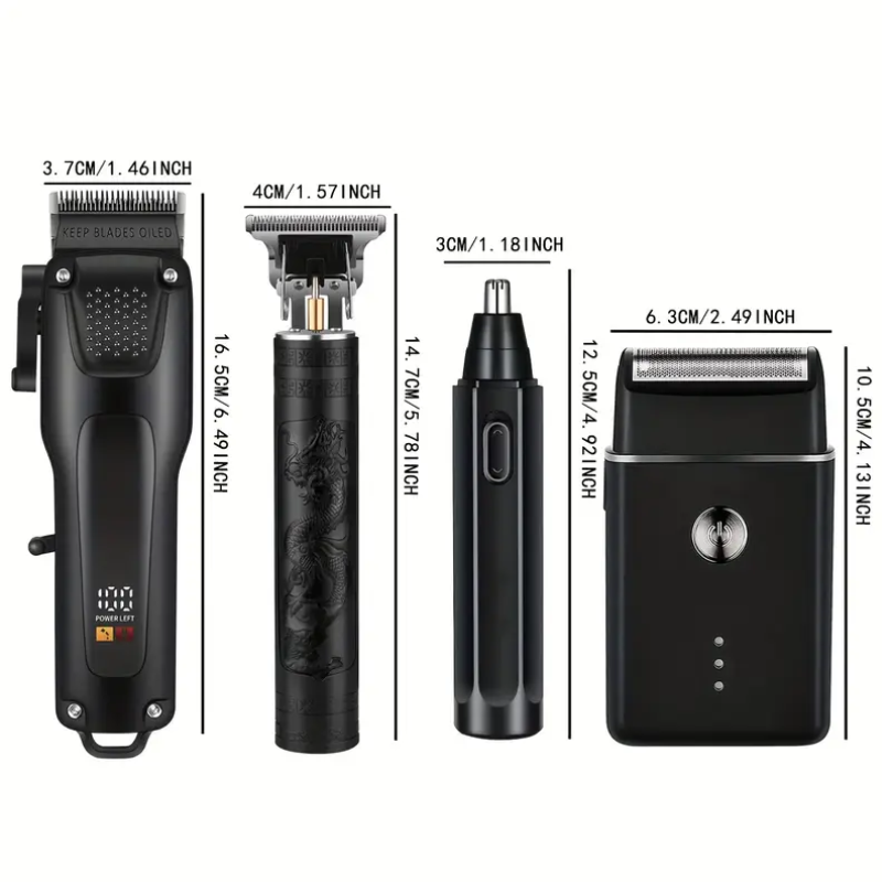 Men’s Grooming Kit USB Rechargeable Clippers (4pcs)