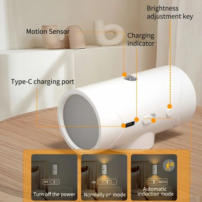 LED Motion Sensor Night Light with USB Rechargeable (4pcs)