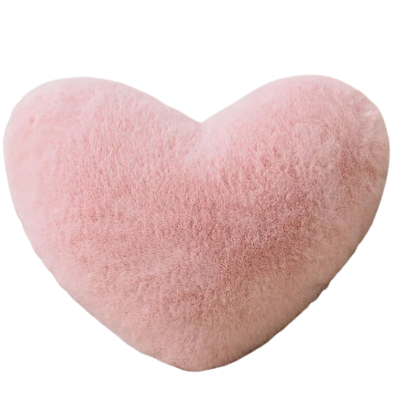 Heart Shaped Faux Bunny Fur Pillow (Pink)