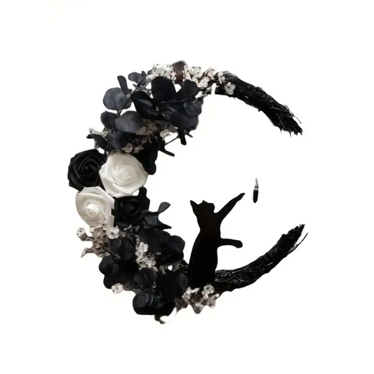 Gothic Cat Moon Wreath