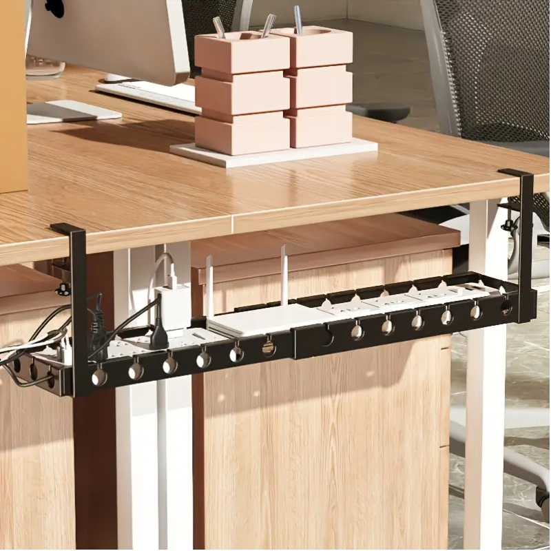Adjustable Under-Table Cable Tray with Power Brackets