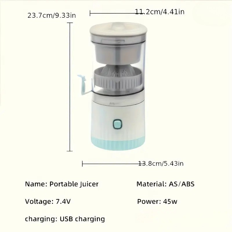 Citrus Juicer USB Rechargeable Detachable Design