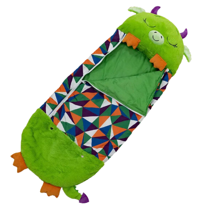 Kids Cartoon Plush Sleeping Bag Pillow Set (Green)