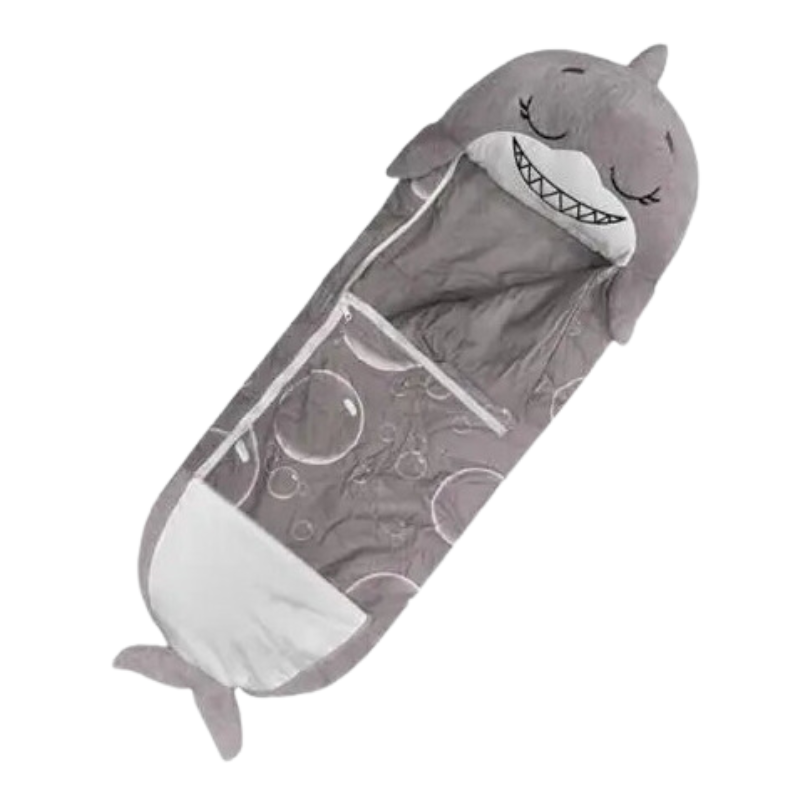 Kids Cartoon Plush Sleeping Bag Pillow Set (Grey)