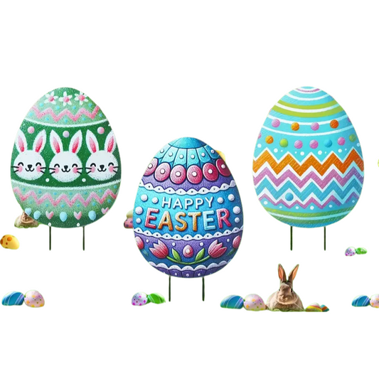 3D Easter Egg Yard Decorations with Metal Stakes