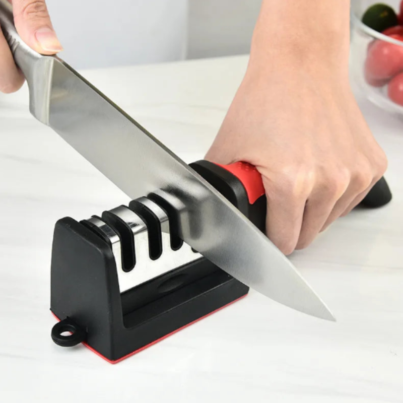 4-Segment Handheld Knife Sharpener Red Aluminum Alloy