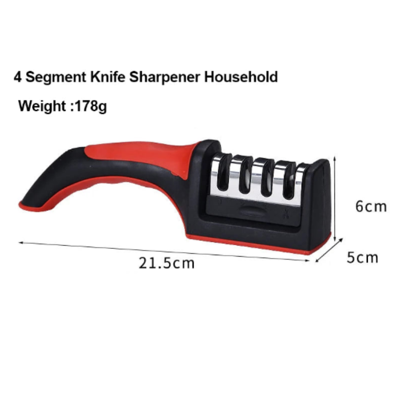 4-Segment Handheld Knife Sharpener Red Aluminum Alloy