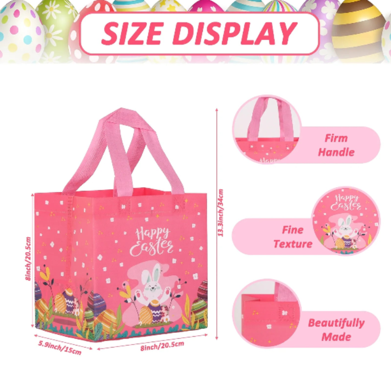 12PCS Easter Bunny Gift Bags with Handles