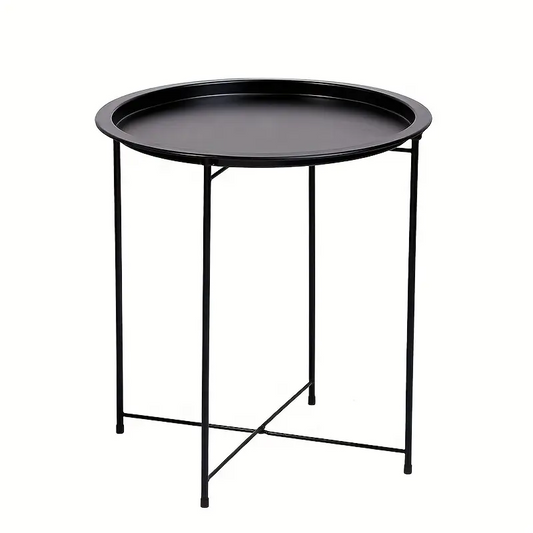 Black Round Coffee Table with Detachable Tray