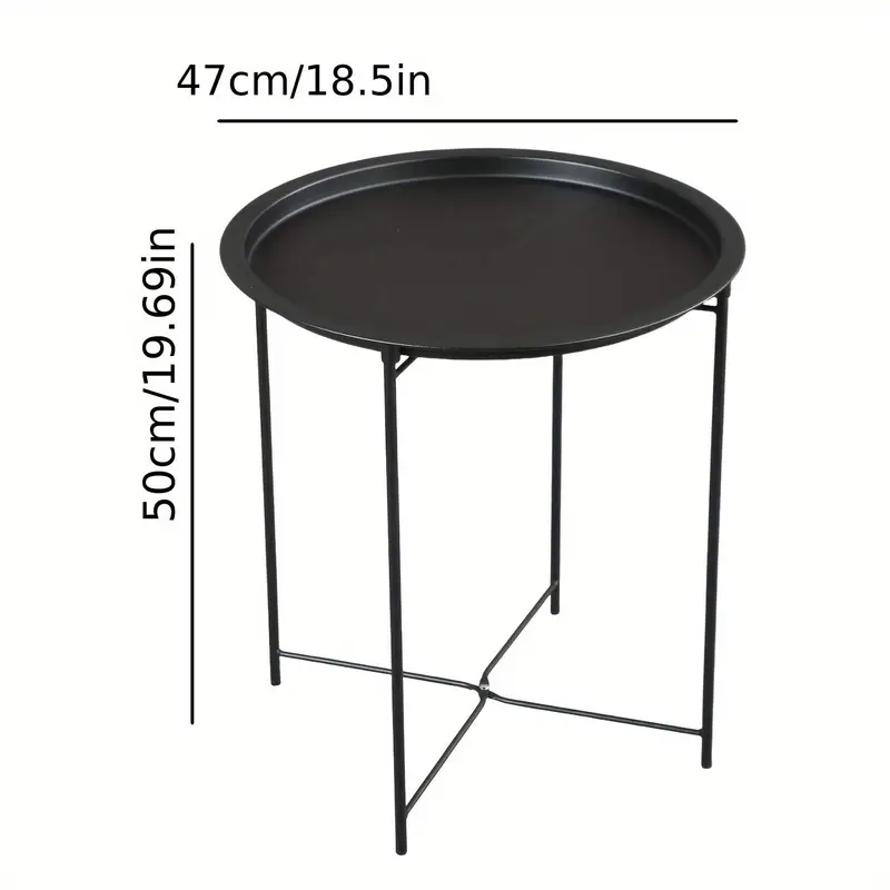 Black Round Coffee Table with Detachable Tray