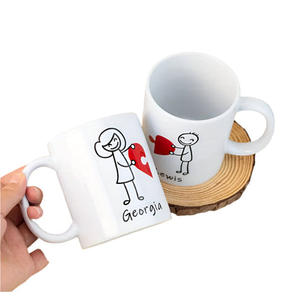 2-Pack Personalized Ceramic Coffee Mugs Couples Gift