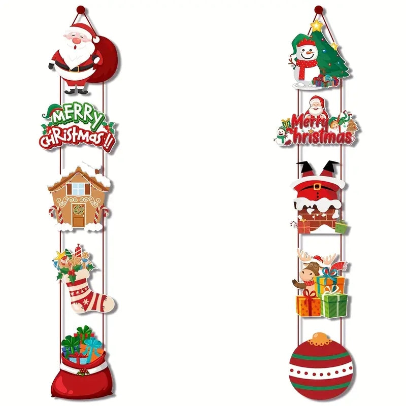 Merry Christmas Door Hanging Banner Set - 10-Piece Festive Home Décor Couplets