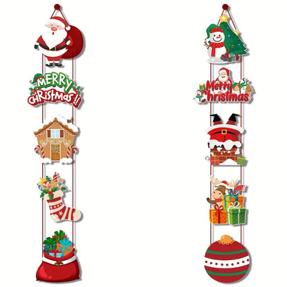 Merry Christmas Door Hanging Banner Set - 10-Piece Festive Home Décor Couplets