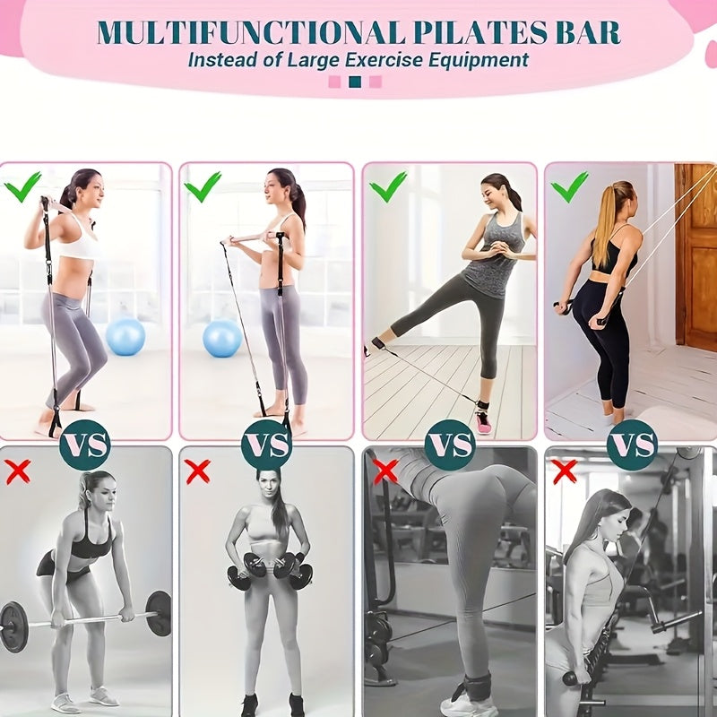Pilates Stick Resistance Belt Fitness Set (14pcs)