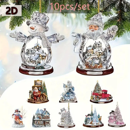 Santa Claus Hanging Christmas Tree Decoration - 10Pcs/Set