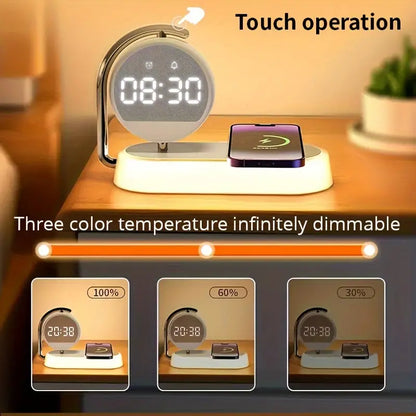 Fantasy Tropical Night Light & Wireless Charger Stand with Digital Alarm Clock