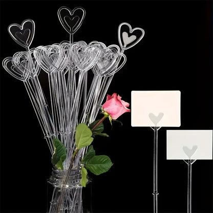 50-Piece Heart-Shaped Plastic Flower Card Holders