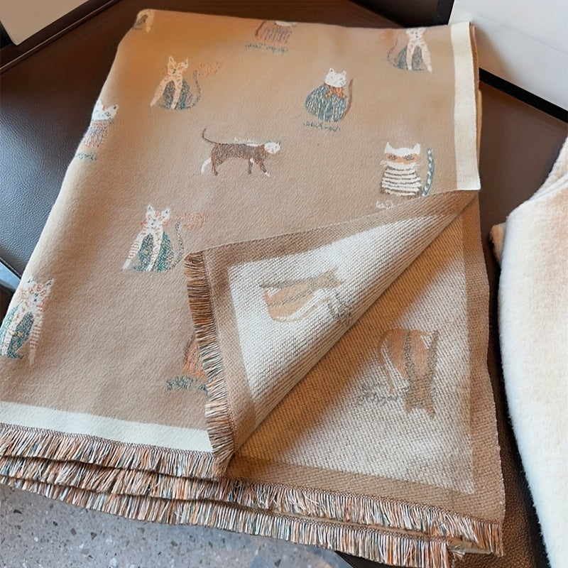 Cozy Double-Sided Cat Scarf for Winter Style