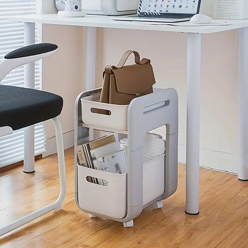 Drawer-Type Double-Layer Storage Rack with Wheels