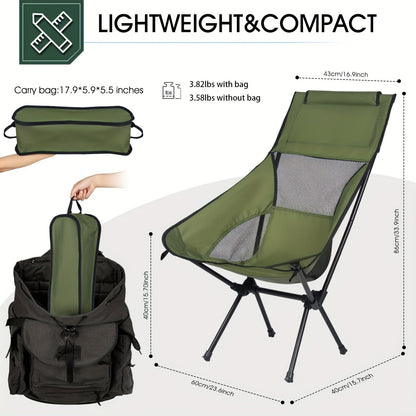 Folding Camping Chair Lightweight High Back Seat