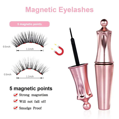 5 Pairs Magnetic Eyelashes And Eyeliner Kit Reusable 3D Magnetic False Lashes Extension No Glue Needed