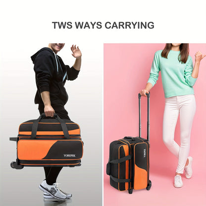 Bowling Ball Carrier 2-Ball with Divider & Cup Holder